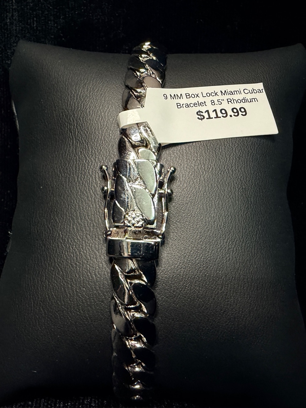 Miami Cuban 8.5in 9MM Italy 925 Stamped silver filled bracelet w/Box Lock.
